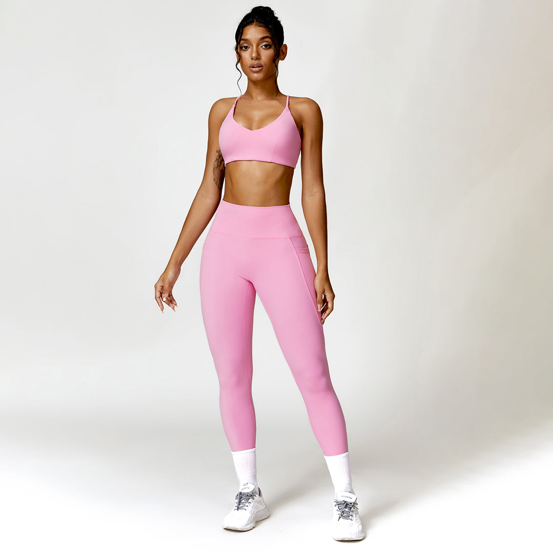 Triangle cup sports bra & sports leggings 2-piece set