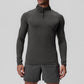 Men's quick drying half zipper solid color long sleeved sports top