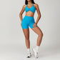 Gathered halterneck bra & yoga shorts sports sets