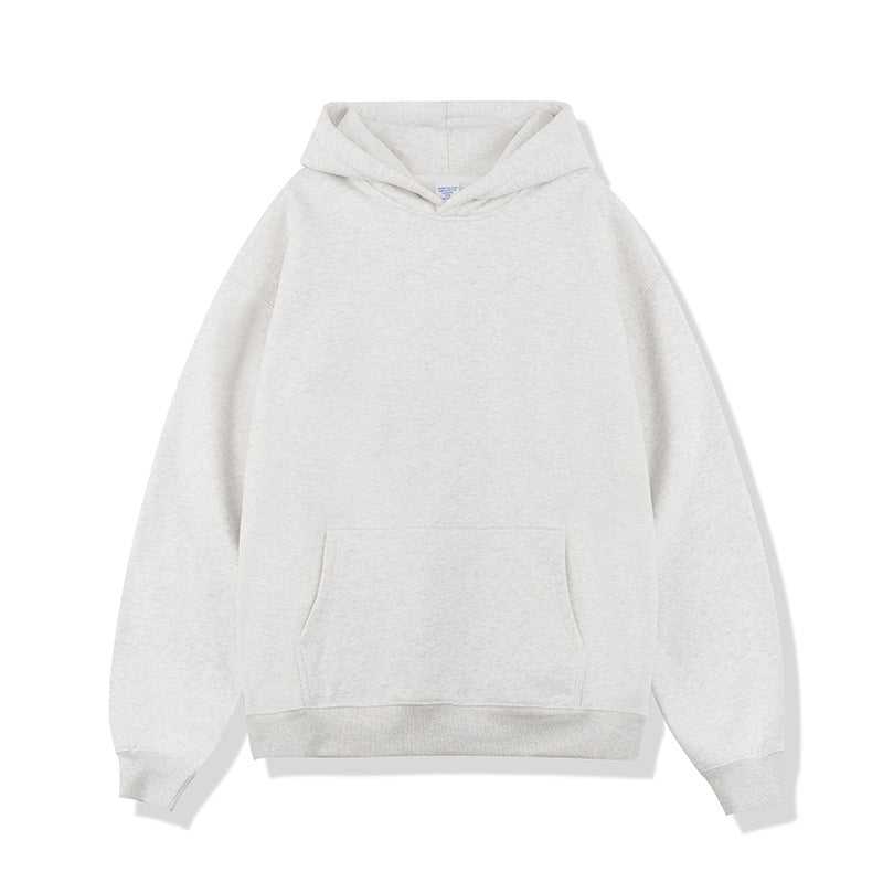 Solid color loose fleece hooded sweatshirt