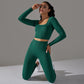 Seamless long-sleeved top &  leggings 2-piece set