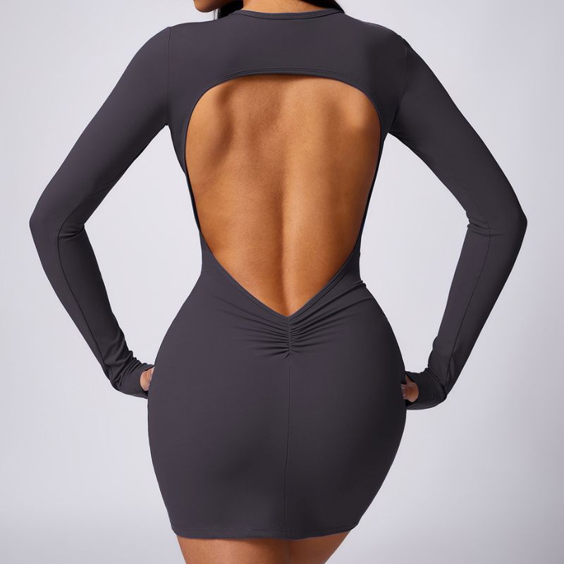 Long sleeved sexy backless bodycon dresses