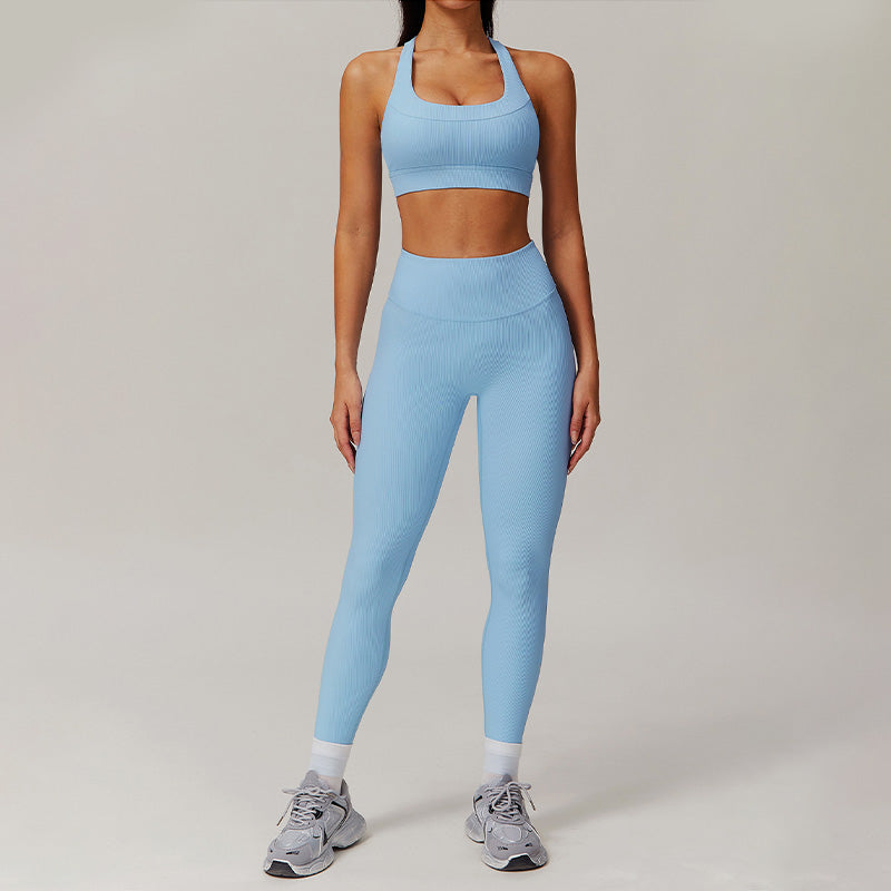 Quick-Dry Racerback Sports Bra + High-Waist Legging 2-Piece Set