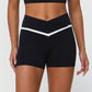 Contrasted Color cross V-waist exercise yoga shorts