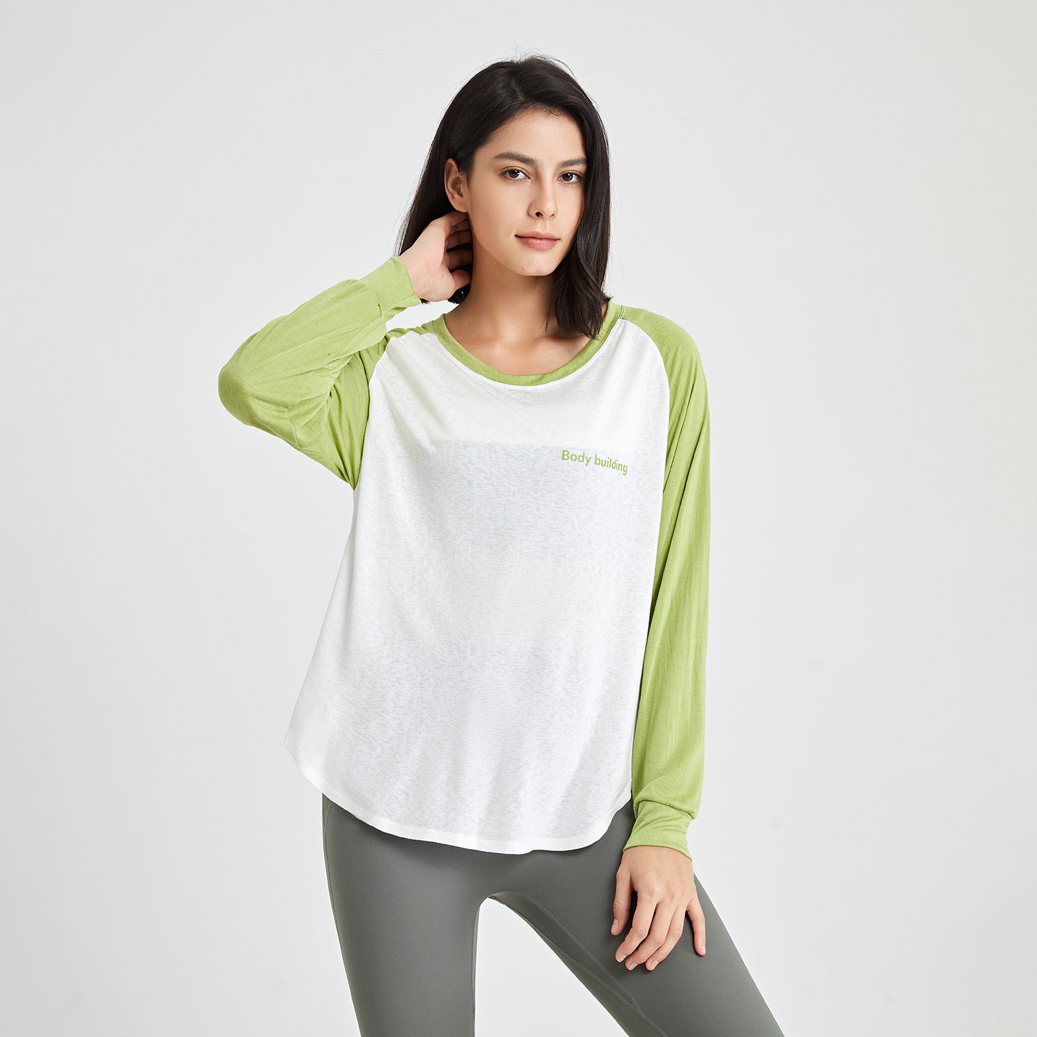 Color-block long-sleeved top