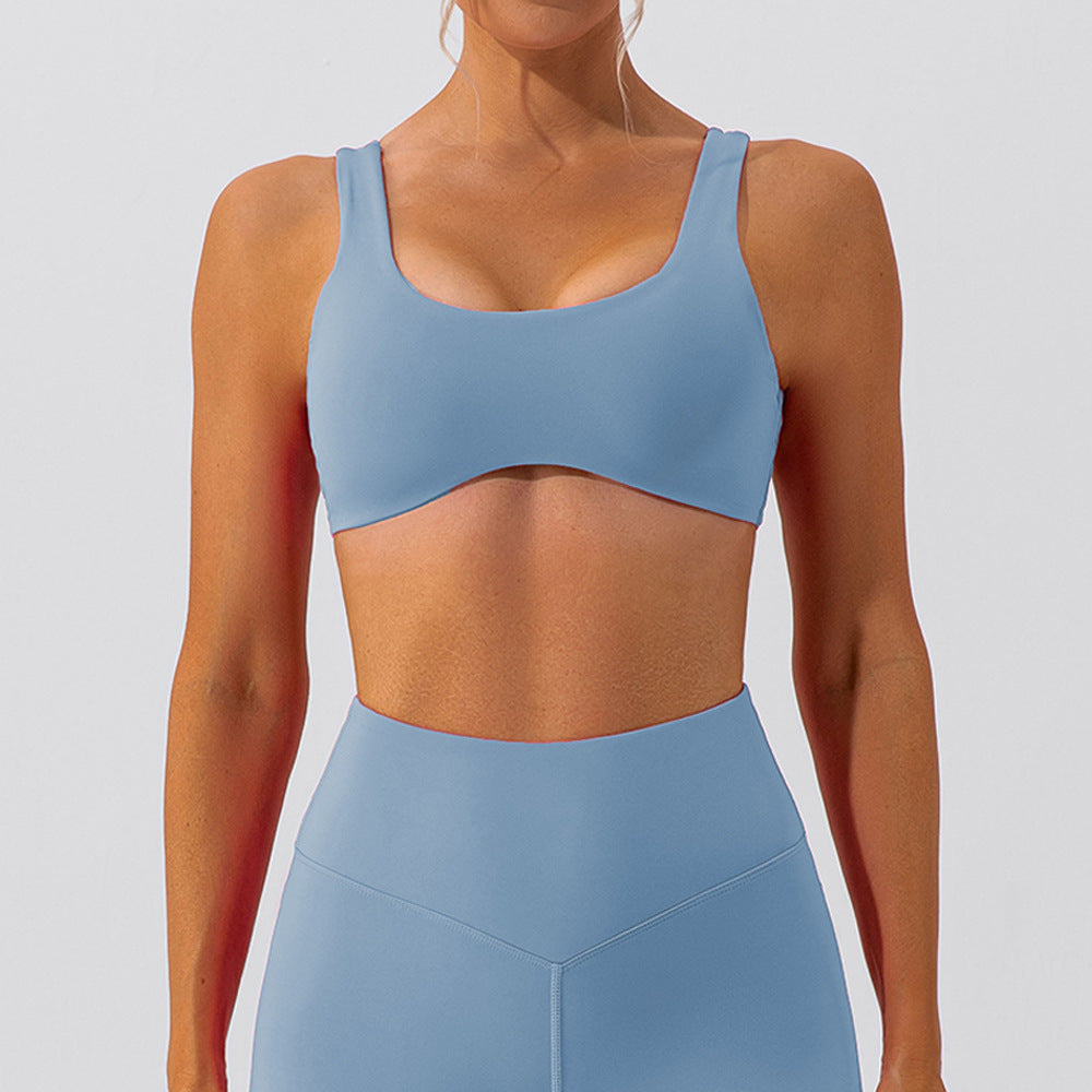 Solid color double strap sports bra