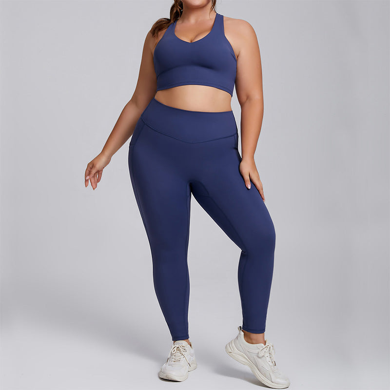 Breathable Wide Straps Gym Bra & Sports Leggings Plus Size Sets