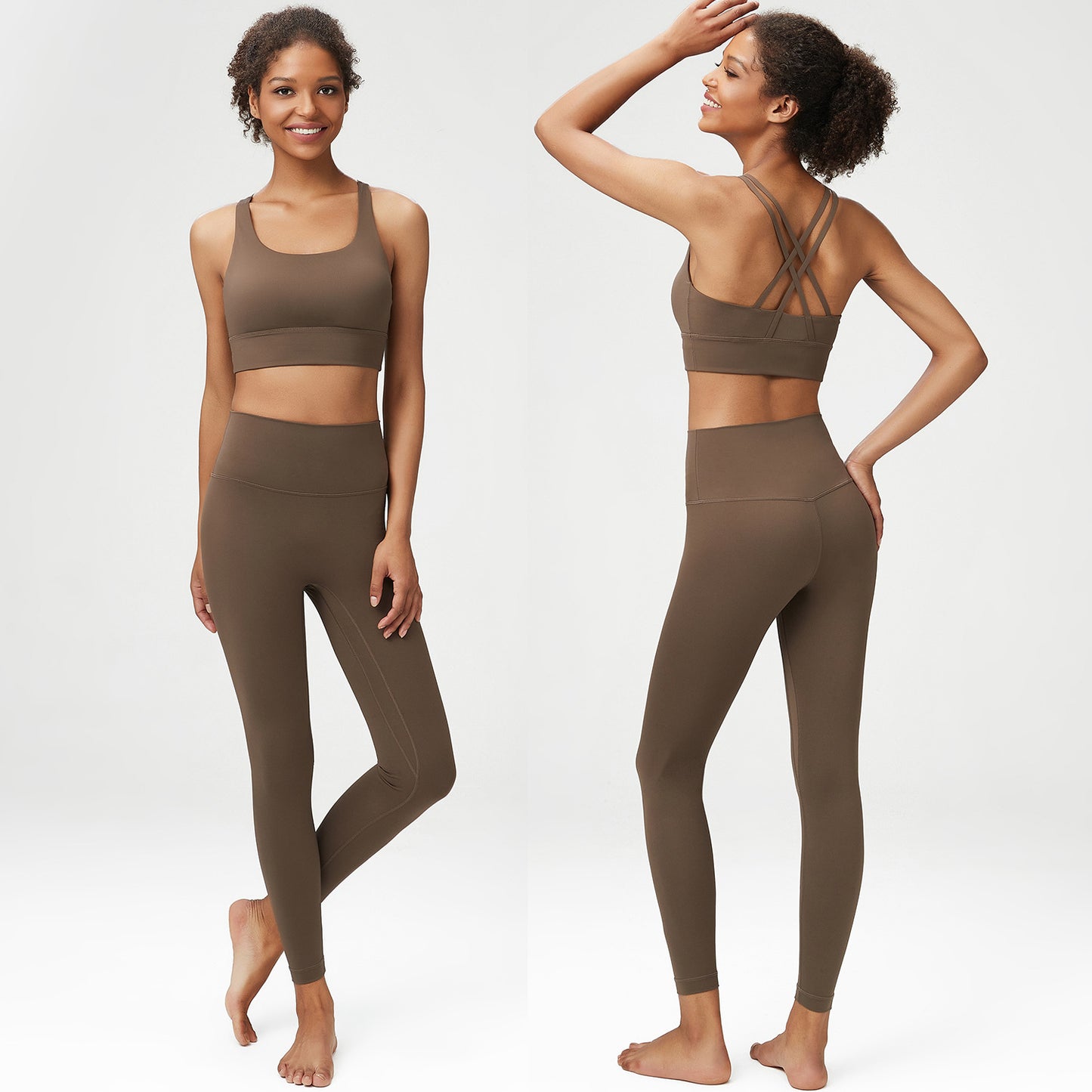 Back cross sport bra + leggings two-piece set