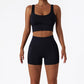 Quick-dry Wide straps sports bra + High waist shorts 2-piece set