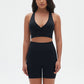 Seamless Cross V Neck Sports Bra + High-Waisted Shorts Set