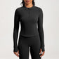 Sliming Stand Collar Long Sleeve Half Zipper Yoga Top