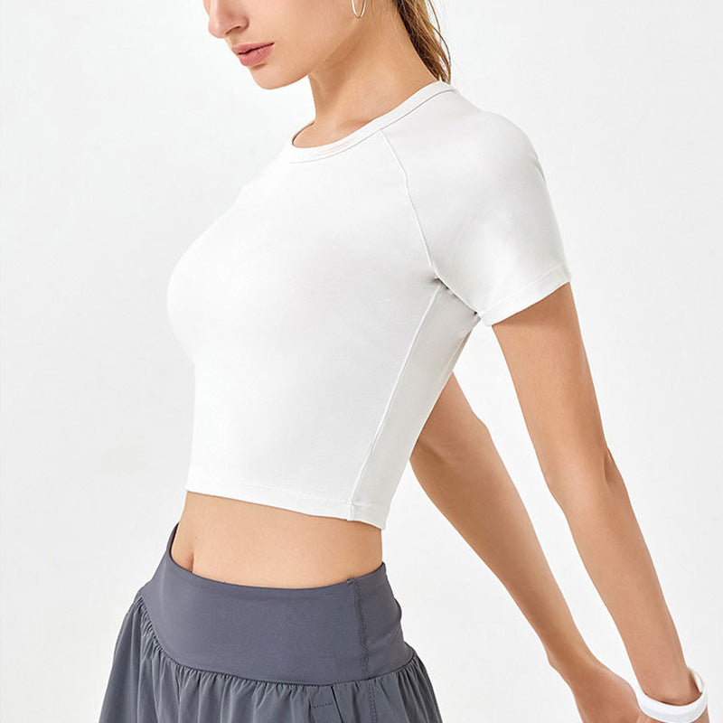 Quick-Dry High Stretch Ultra-Soft 1/4 Sleeve Sports Crop Top