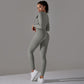 Seamless long-sleeved top &  leggings 2-piece set