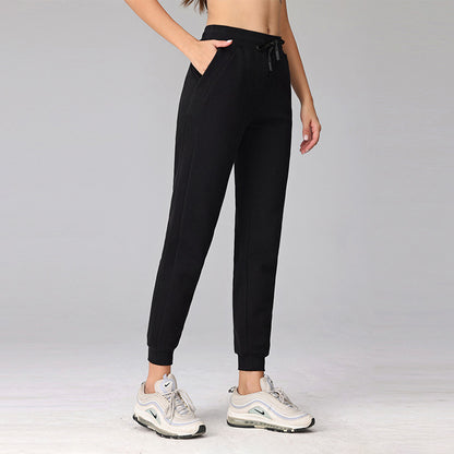 Drawstring Velvet Warm Elastic Leg Casual Sweatpants