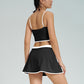 Quick-Dry Contrasted Color Sports Bra + Tennis Skirt 2-Piece Set