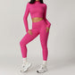 Breathable Half Zipper Sports Top + Leggings 2-piece Set