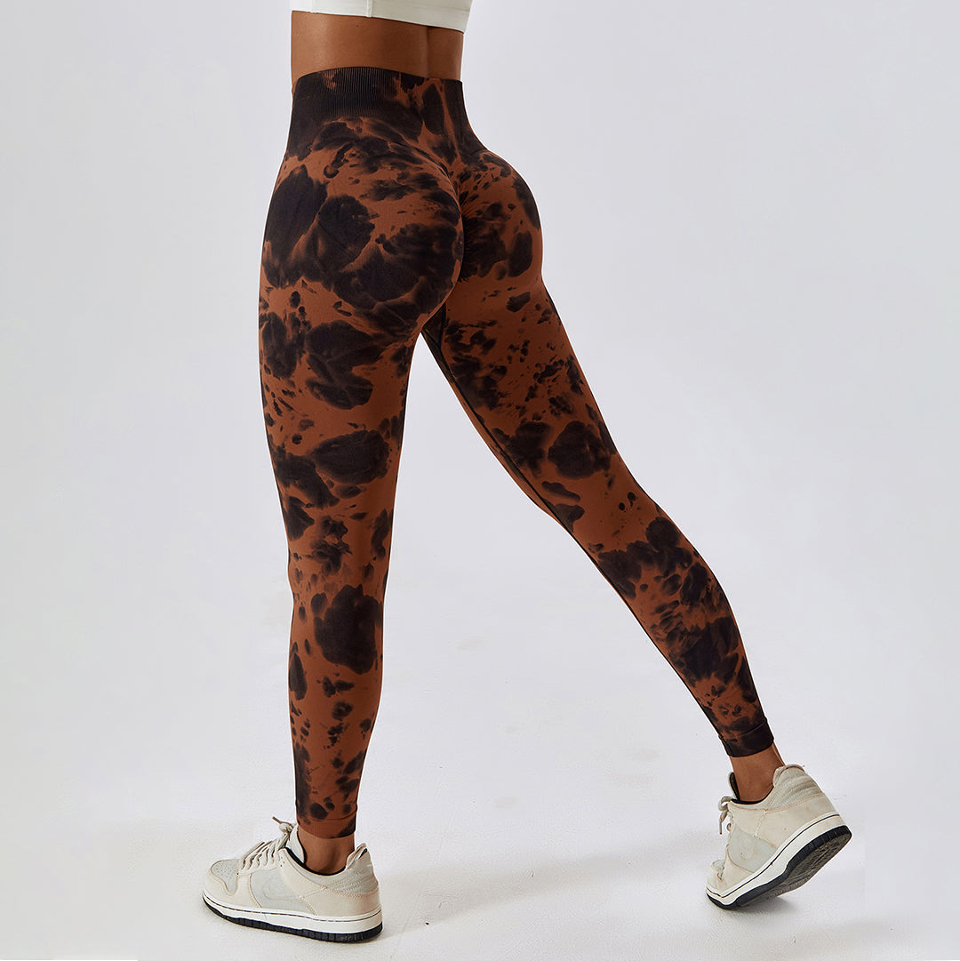 Tie-dye seamless high waist yoga leggings