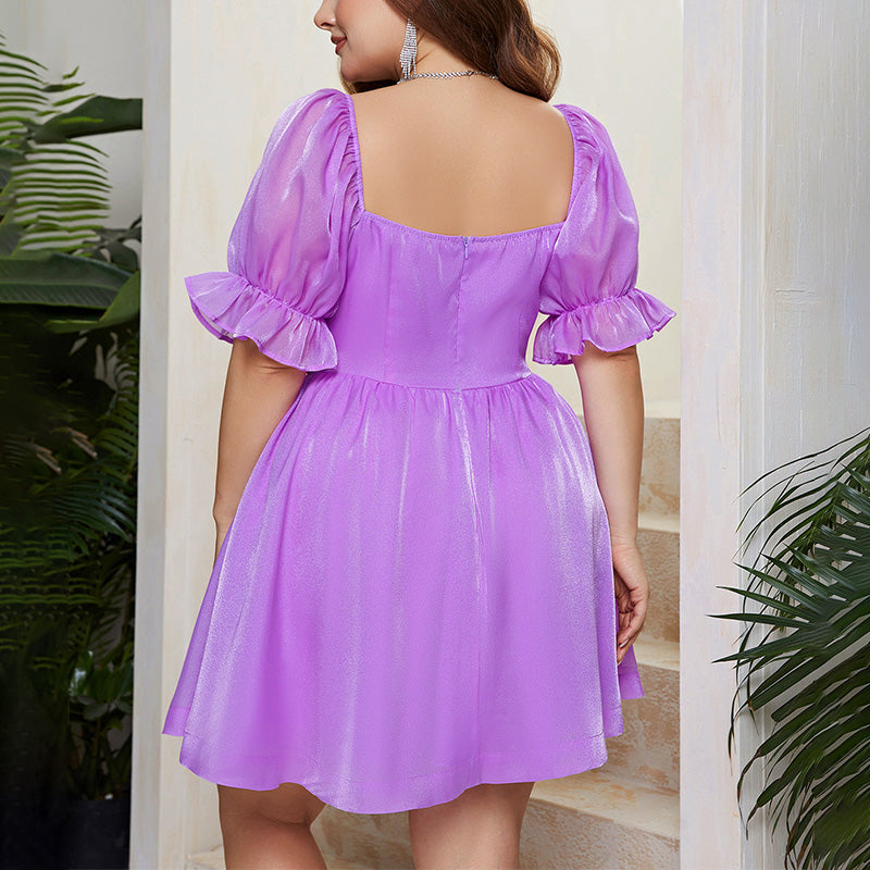 Bubble sleeve plus size dress