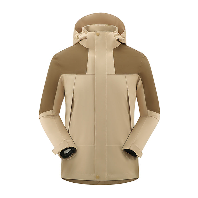 Removable Hooded Zipper Front Outdoor Warm Jacket