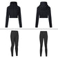 zipper hooded jacket + leggings 2-piece set