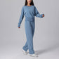 Ultra-Soft Long Sleeve Sweatshirt & High Waisted Straight Leg Pants 2-Piece Set