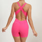 Crossover back cut-out yoga fitness jumpsuit