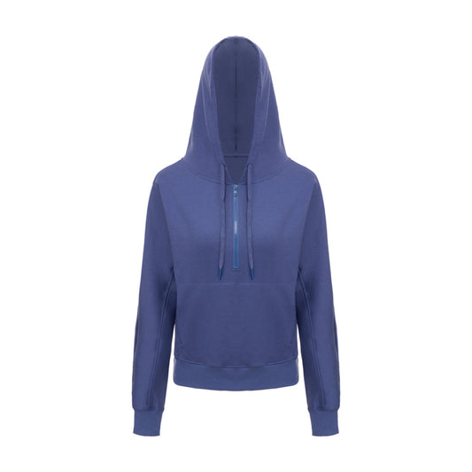 Casual Half Zip Drawstring Sports Hooded Jacket