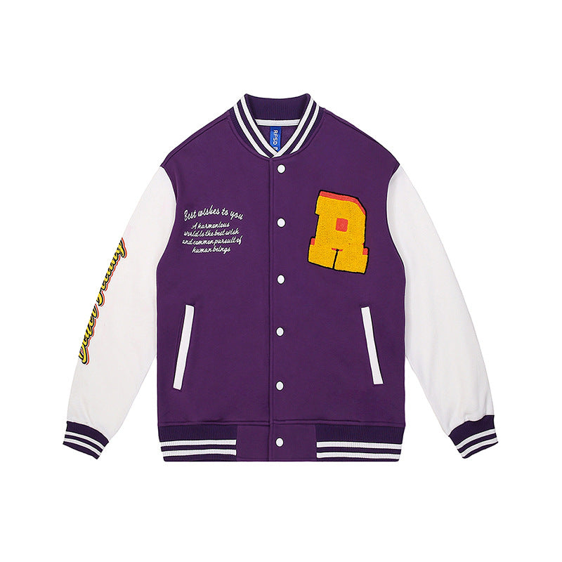 Fleece baseball sports jacket