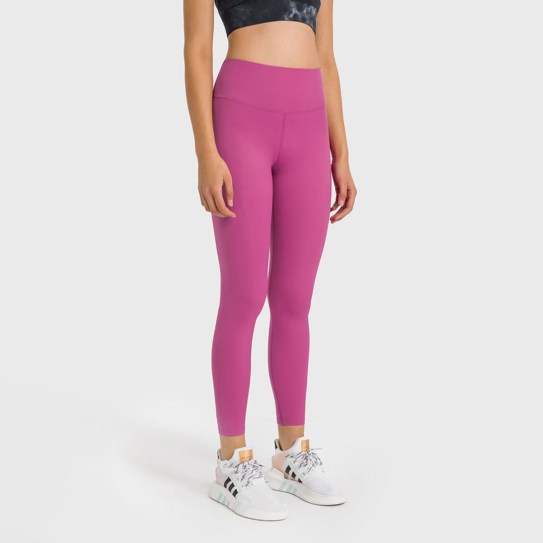 Legging de yoga extensible brossé de couleur unie