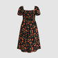 Large size printed square neck casual dress