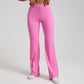 High stretch solid color sports flared pants