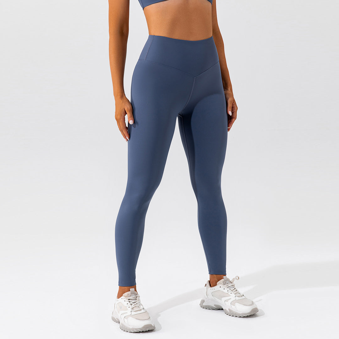 Solid color stretch sports leggings