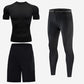Men's solid color quick-drying sports short-sleeved top three-piece