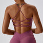 Solid 3/4 cup back cross sport bra