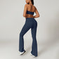 Quick Dry Halterneck Bra +Flare Leg Pants-2 Pieces Set