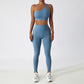 Quick-dry one shoulder sports bra + High waist leggings 2 pieces set