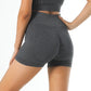 Thread-knit high-waist yoga shorts