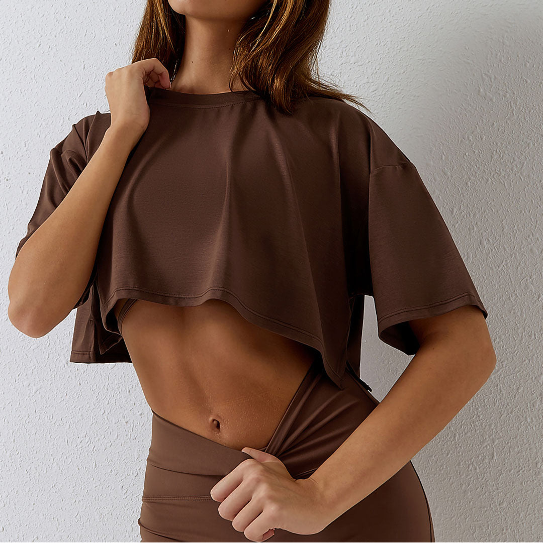 Solid color casual sports cropped top