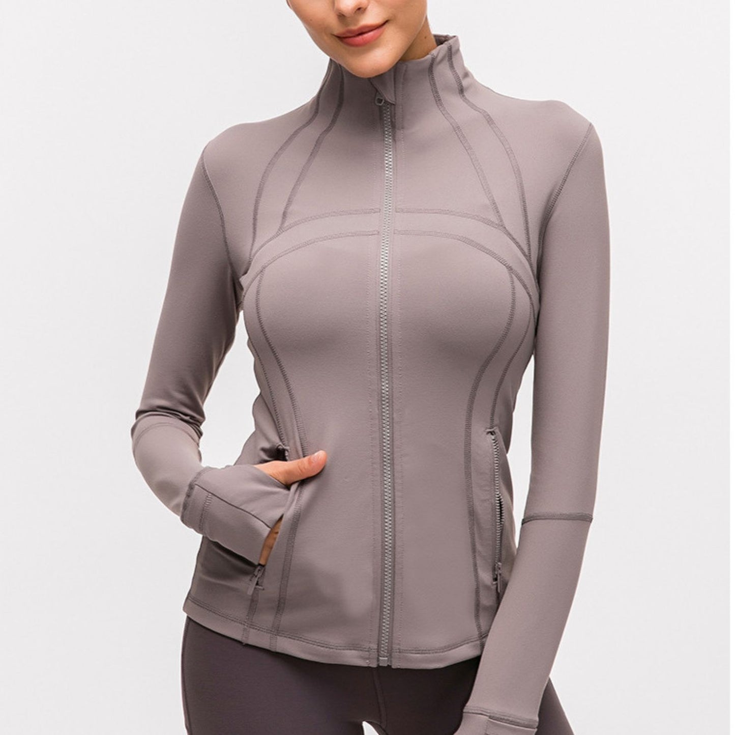 Solid finger sleeve zipper top