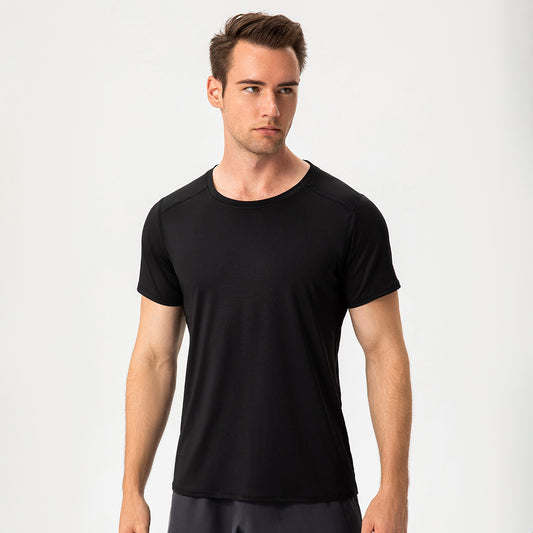 Men's solid color quick-drying sports short-sleeved top