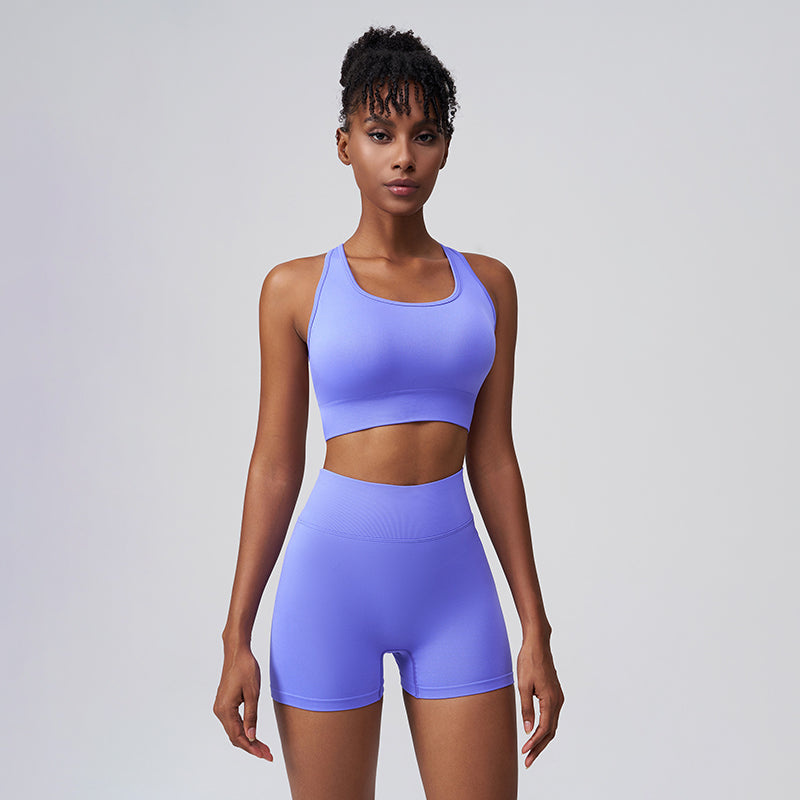 Seamless Quick drying high waist fitness yoga shorts set