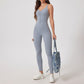 Brushed Full zipper Sleeveless sports jumpsuits