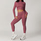 Breathable Half Zipper Sports Top + Leggings 2-piece Set