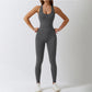 Seamless cutout back sports jumpsuit