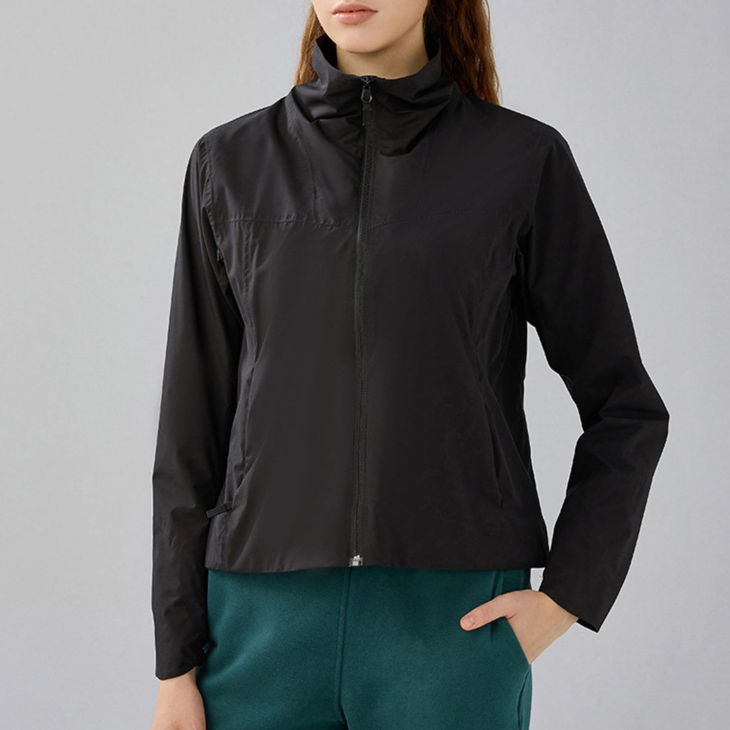 Full Zipper Stand Collar Windproof Jacket