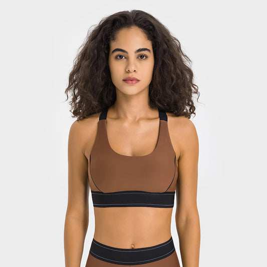 Solid color panels for a high-intensity sports bra