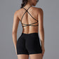 Seamless Cross-back Yoga Bra+ Quick Drying Short Sports Suit