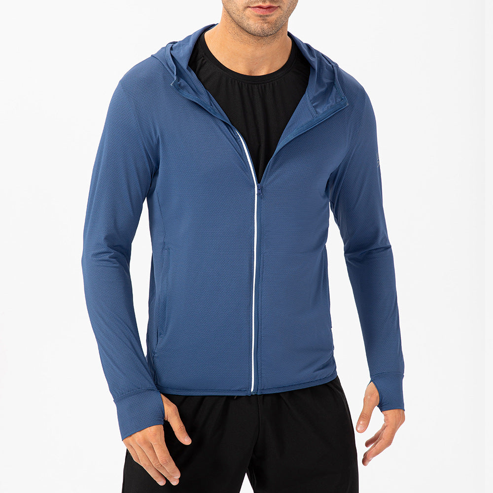 Men's long sleeve zipper sport sunscreen jacket