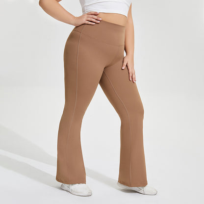 Solid color sport plus-size flared pants