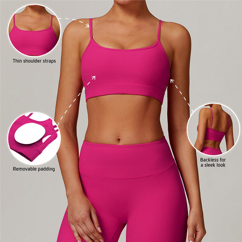 Thin straps solid color sports Bra